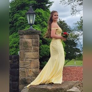 Elegant Yellow Off-Shoulder Dress